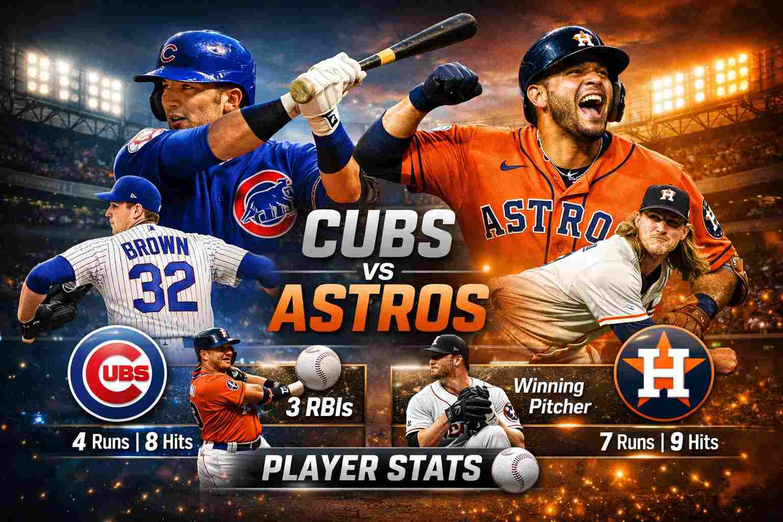 chicago cubs vs houston astros match player stats