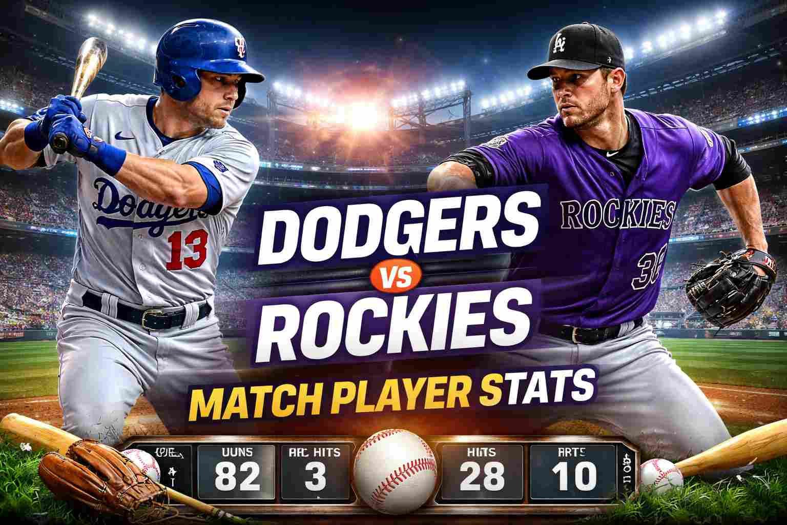dodgers vs colorado rockies match player stats